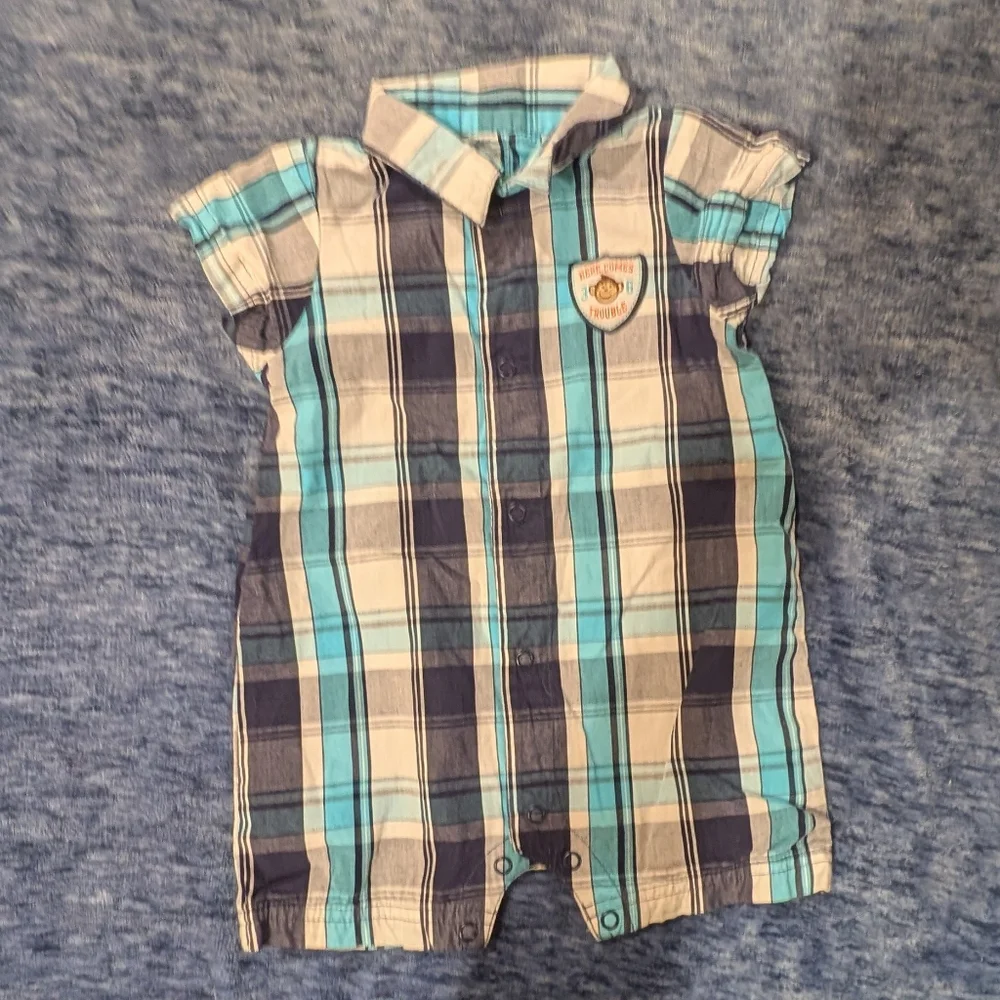 Carter's 6M Plaid Kids Romper Set
